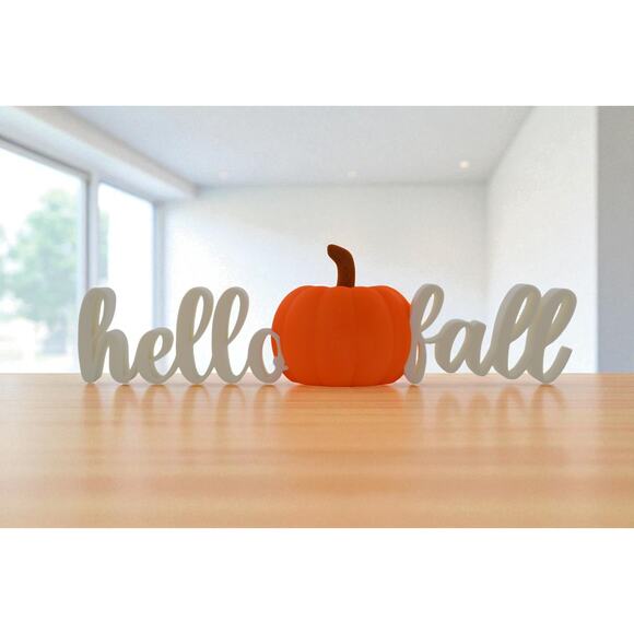 Hello Fall Pumpkin Sign 3D Printed PLA Autumn Tabletop/Desk Decor 10.5” Wide - Picture 3 of 3
